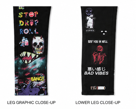 Sugarhill Escape Reality "Bad Vibes" Graphic Denim Jeans – Black – Size 36