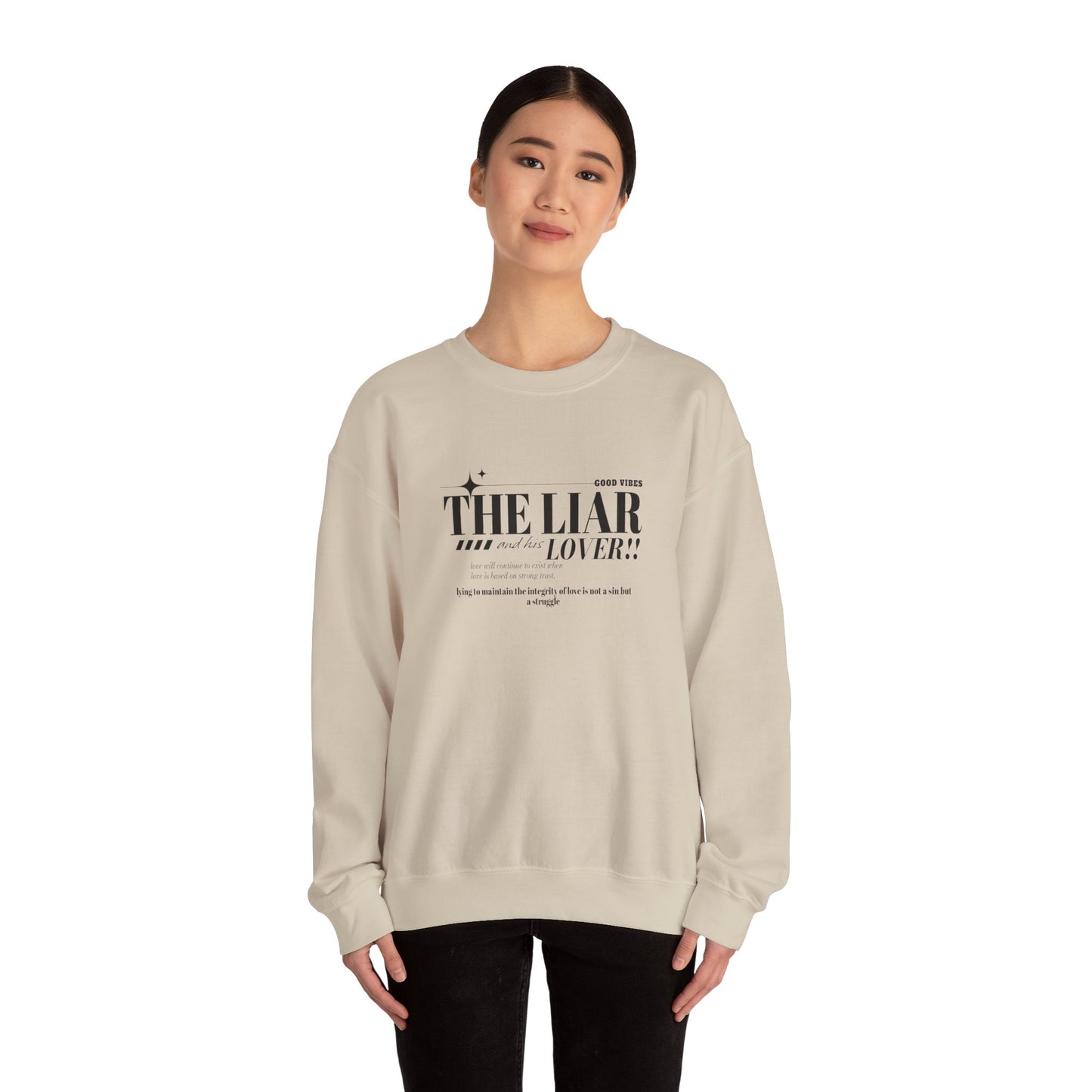 Statement Sweatshirt, Liar and Lover Sweatshirt, Casual Unisex Crewneck, Funny Gift for Friends, Stylish Gift for Birthdays
