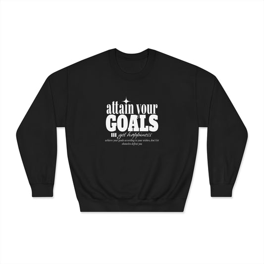 Motivational Crewneck Sweatshirt, Unisex Pullover, Goal Setting Apparel, Inspirational Gift, Fitness Sweatshirt, Casual Wear