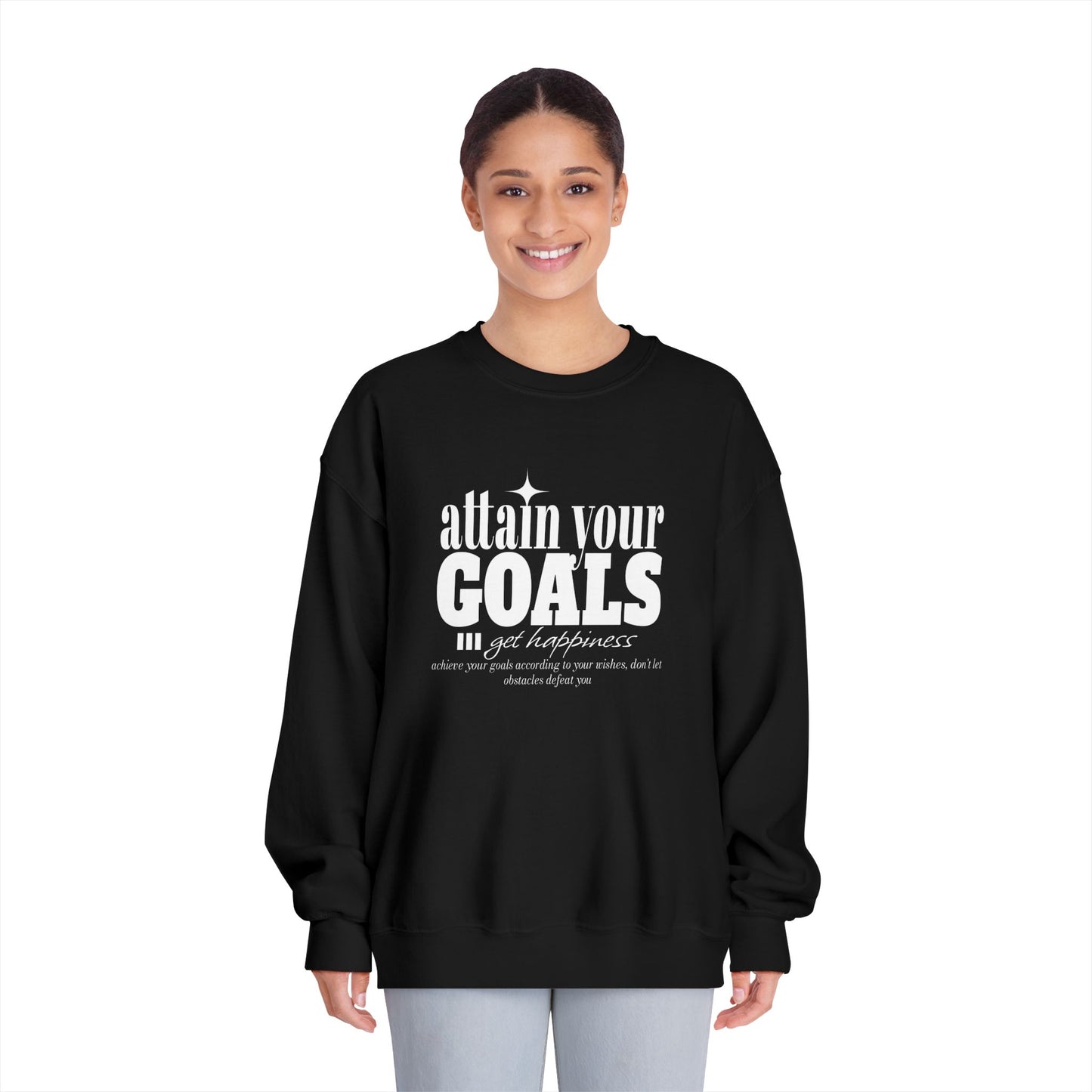 Motivational Crewneck Sweatshirt, Unisex Pullover, Goal Setting Apparel, Inspirational Gift, Fitness Sweatshirt, Casual Wear
