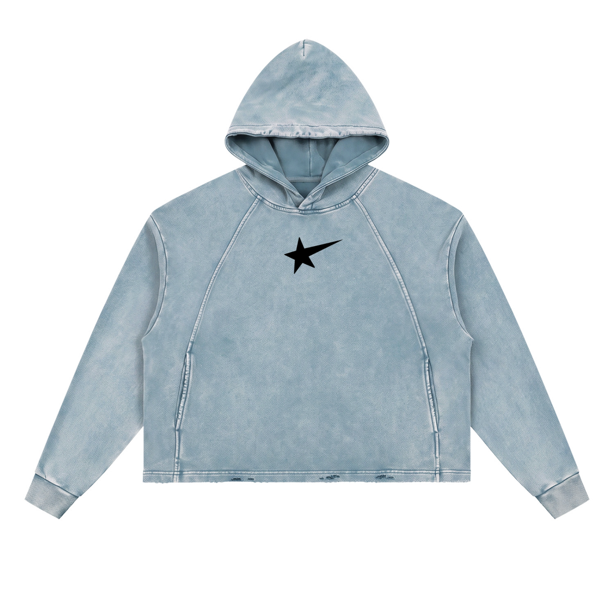 Vintage Washed Frayed-Hem Hoodie