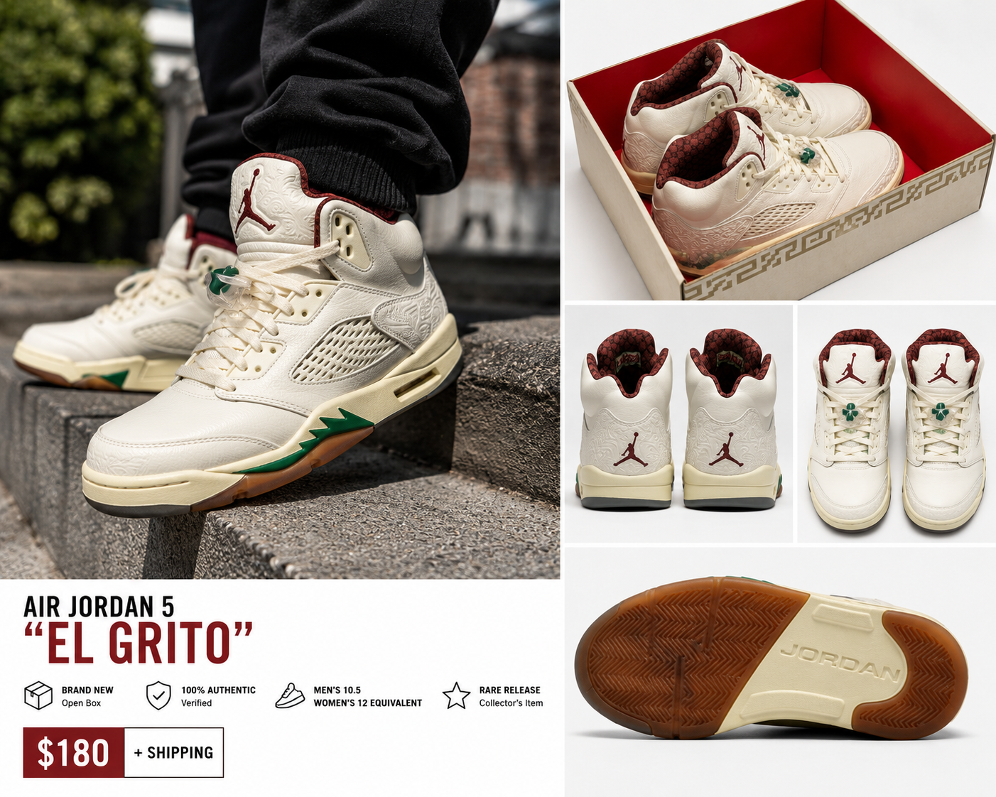 Air Jordan 5 “El Grito” – Men’s Size 10.5 / Women’s 12 | New Open Box