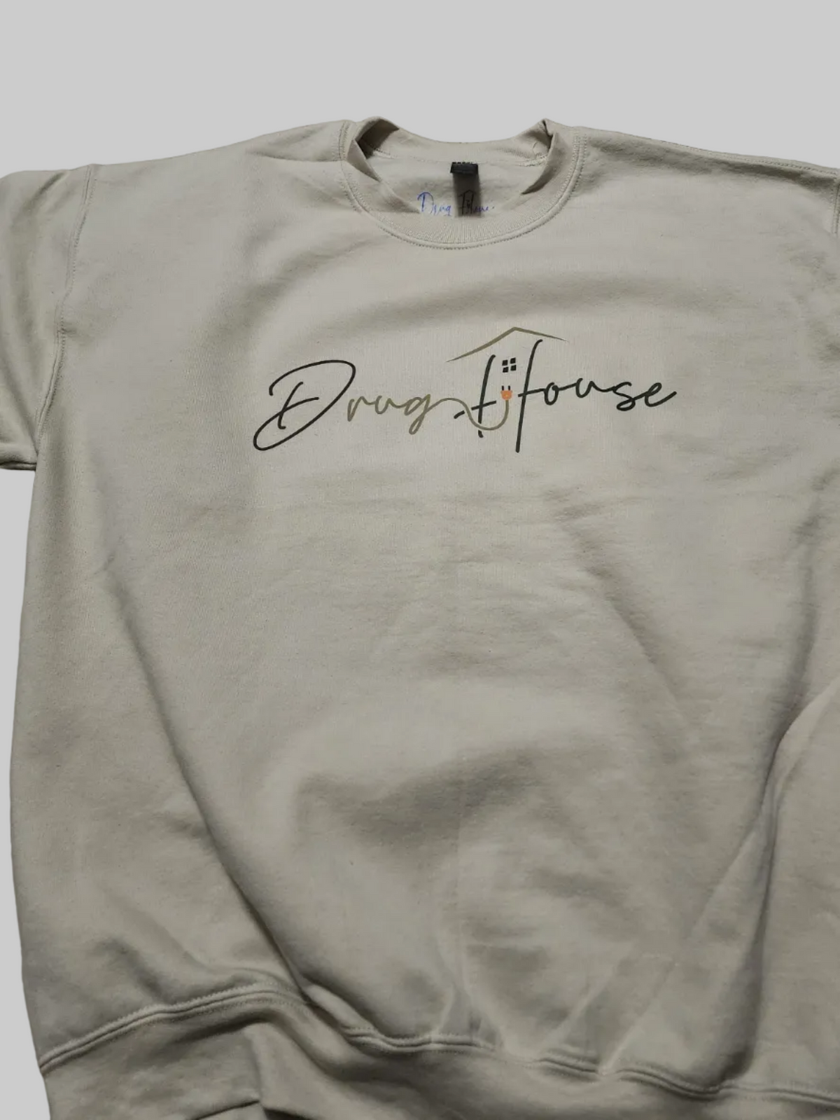 DrugHouse Signature Logo Crewneck Sweatshirt – Light Stone – Size L